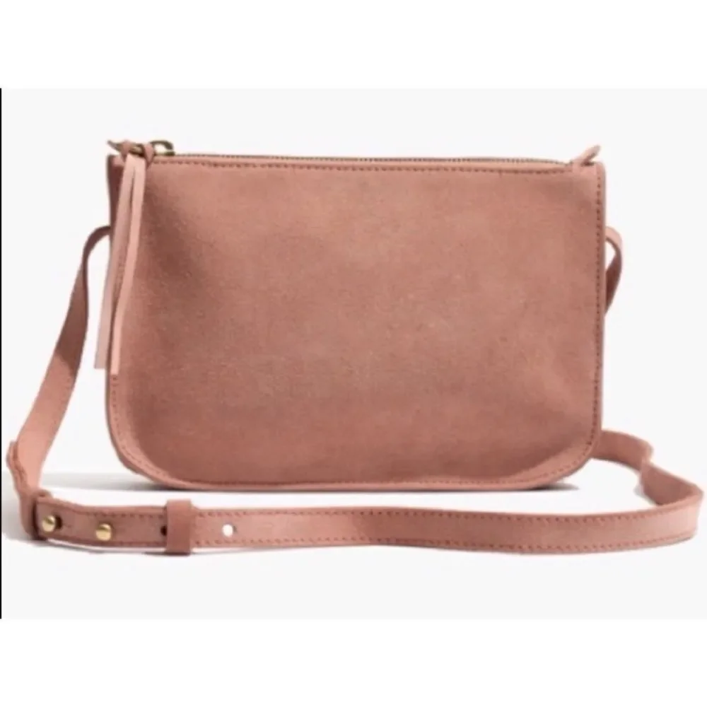 Madewell The Simple Suede Crossbody Bag in Blush ~ Excellent
